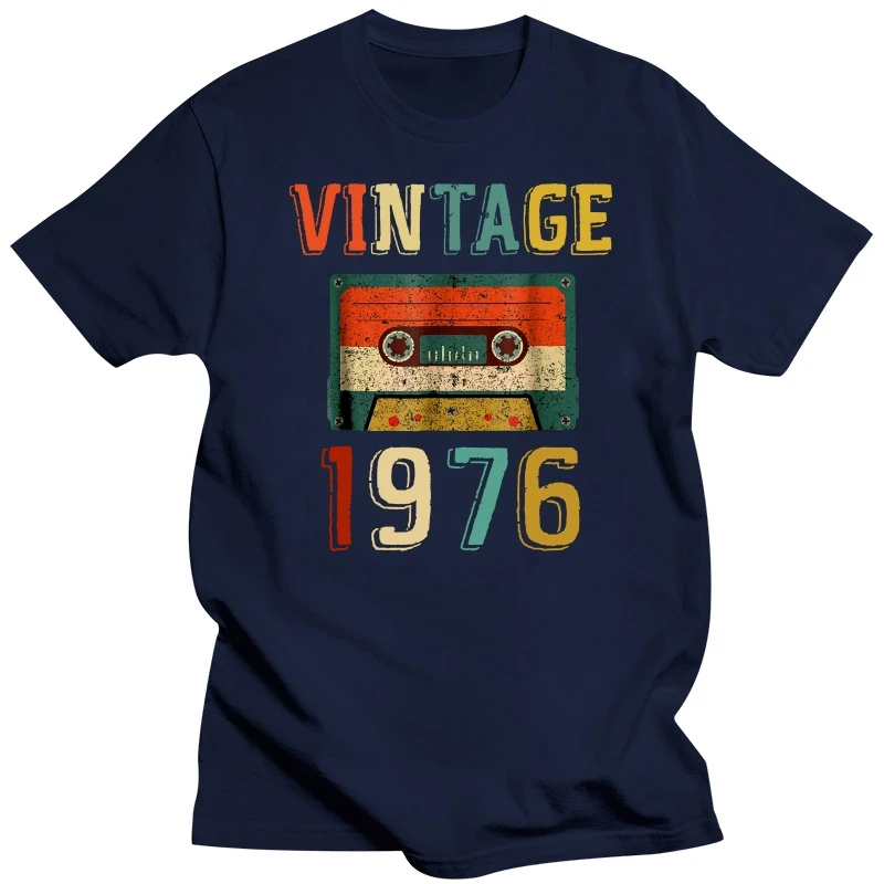 42Nd Birthday Gift Vintage 1976 42 Years Old Mixtape T Shirt Men Male Women Casual  Short Sleeve Hip-Hop Streetwear Tops Gym Tee