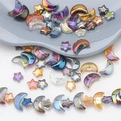 60Pcs Mixed Crystal Glass Star Moon Pendants Loose Beads For DIY Making Earing Necklace Jewelry Handmade Handbag Garment Decor