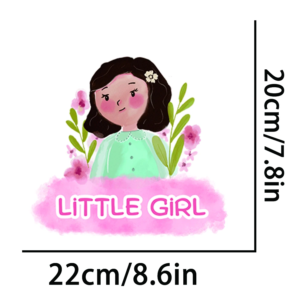 Parche para planchar con estilo de pintura hermosa niña pequeña, transferencia Dtf, listo para presionar, parches para ropa, camisas, transferencia DIY