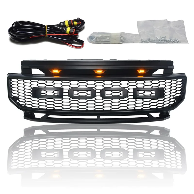 Modified For F250 For F-250 Radiator Grille 2020 2021 Front Bumper Grills Mesh Cover Racing Grill Front Grills Raptor Grille