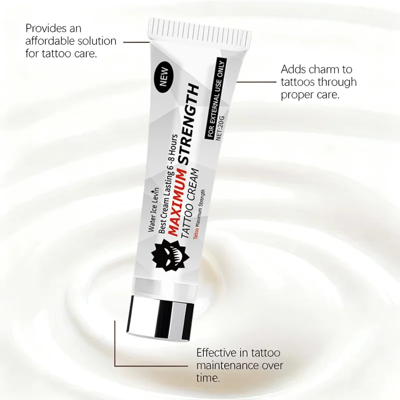 Maximum Strength Tattoo Cream - 6-8 Hour Moisturizing with Hyaluronic Acid & Aloe for New/Mature Tattoos