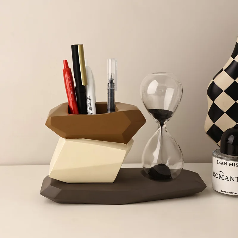

Hourglass Pen Holder Ornament - Sophisticated Desk/Living Room/Wine Bar Decor Piece, Home Decor Item/Décoration Maison Gift