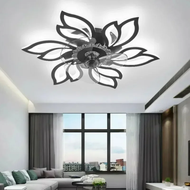 Modern Luxury Bedroom Fan Ceiling Light Minimalist Acrylic Living Room Light Strip High Wind Variable Frequency Shaking Head Fan