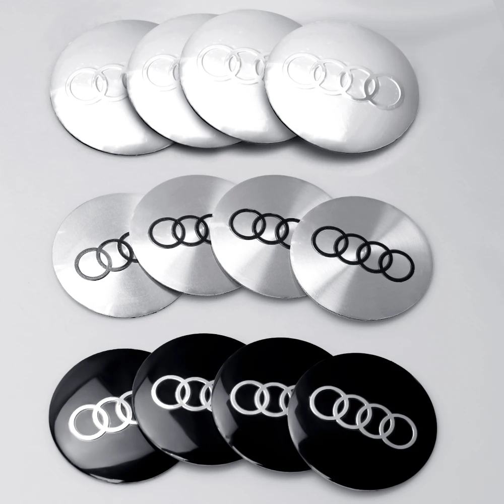 4pcs 56/65mm Wheel Hub Cap Sticker Car Emblem Badge Decoration For Audi SLine Q3 Q5 Q7 RS3 RS4 A3 A4 B5 B7 B9 A5 A6 C5 C6 C7 A7