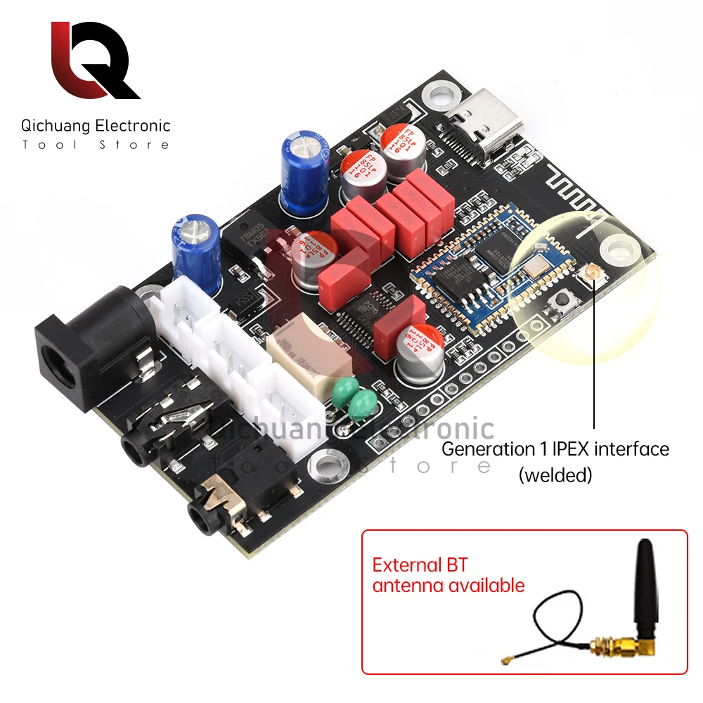 DC8-24V APTX HD QCC5125 LDAC Wireless Adapter Bluetooth 5.1 Receiver Board DAC Audio Decoder Board 16Bit/48Khz APTX LDAC