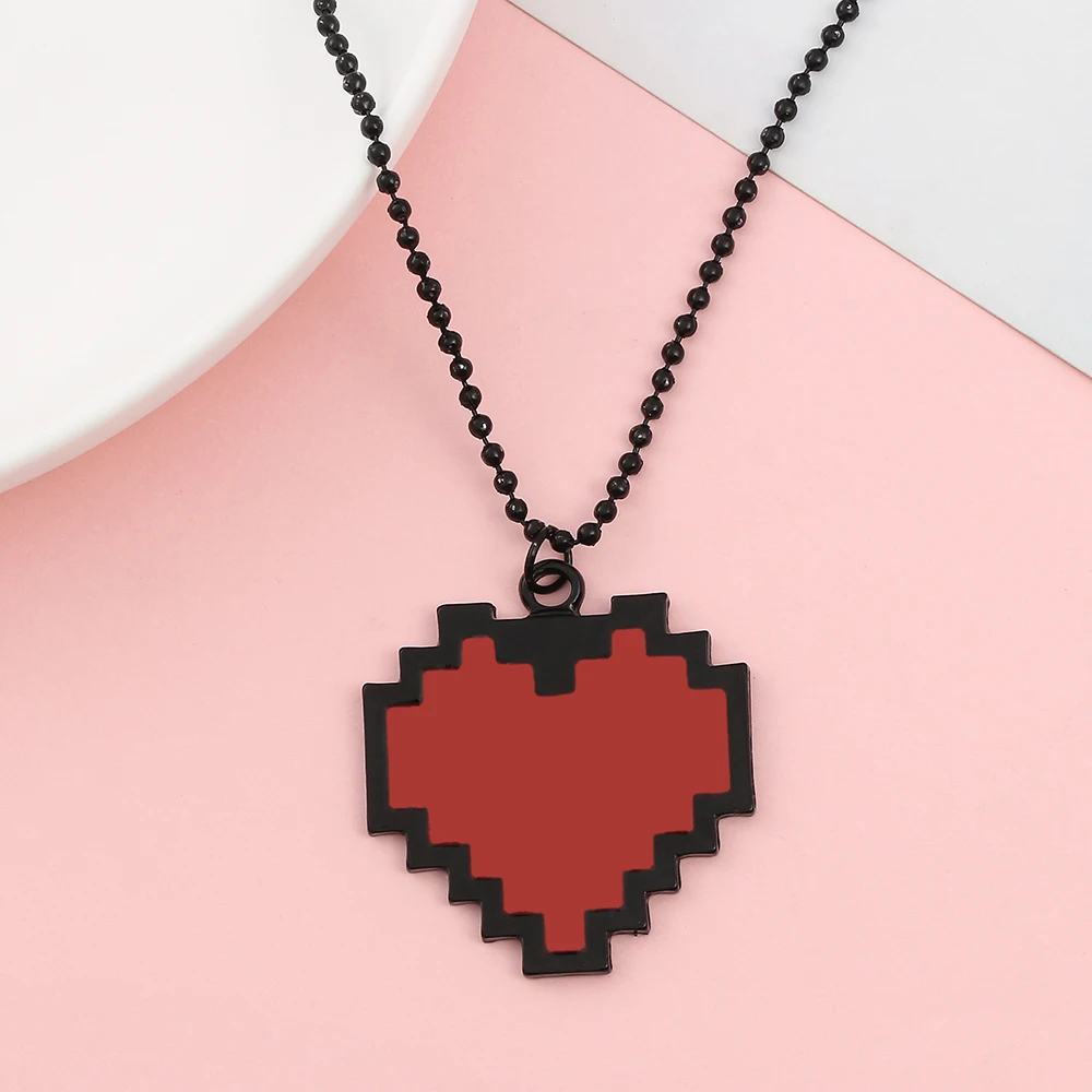 Stereoskopische Pixel-Herz-Halskette Kreativer Charm-Anhänger für Valentinstag Schmuckanhänger Persönliches Geschenk – Detail 6
