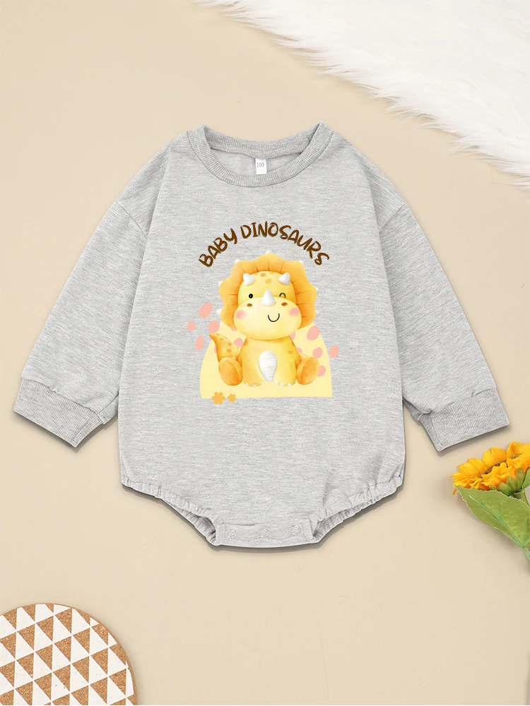 

Cute Baby Dinosaur Cartoon Onesies Kawaii Harajuku Fashion Boy Girl Clothes Long Sleeve Bodysuit Sweatshirt High Quality Cheap