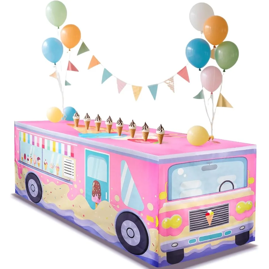 

6 футов скатерть с мороженым для вечеринки, декор для дня рождения с мороженым для детского душа, милый день рождения, пончик, тематические товары для вечеринок