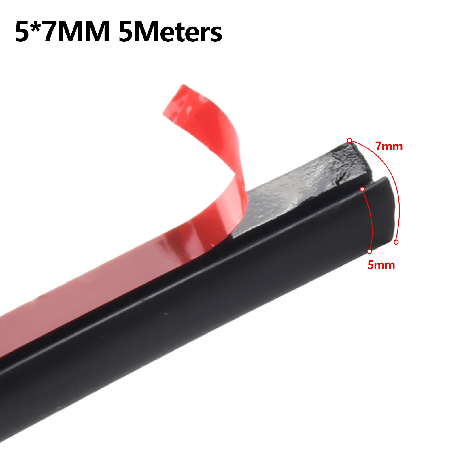 Car Rubber Sealing Strip 5M T-Type Rubber Sealing Strip Black For Auto Edge Trim Bumper Lip Side Skirts 5MM*7MM