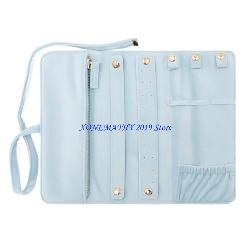 

F42F Velvety Lined Jewelry Storage Bag Multi Section Organizers For Fine Jewelry Protections