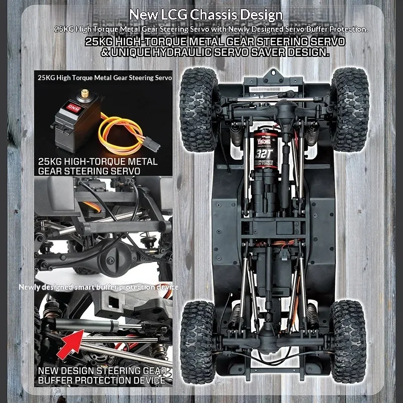 1/10 Scale RC Off-Road Climbing Car YK4106SE YK4106PRO V2 - Front Rear Manual Differential Lock + 2 Speed