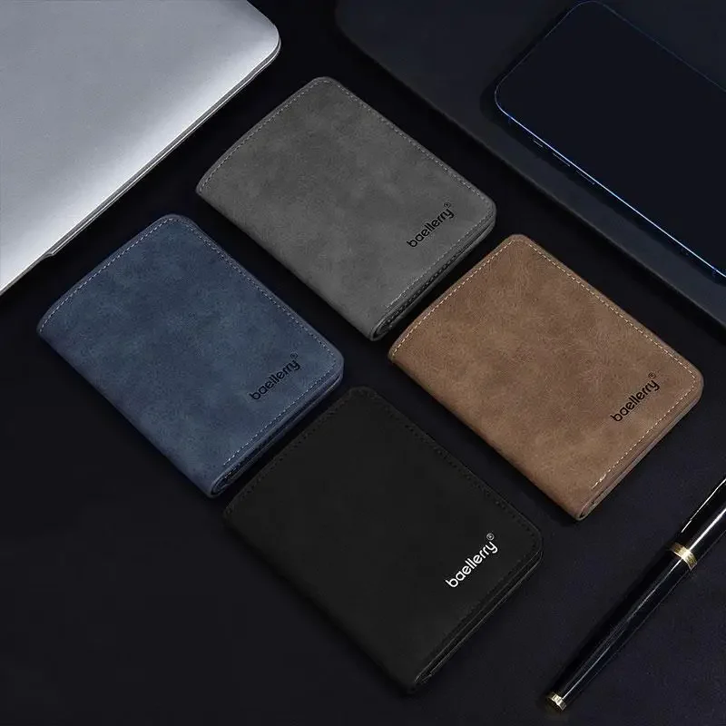 رقيقة غطى بالرمل الجلود متعددة بطاقة رخصة القيادة حامل بطاقة بسيطة عادية الأعمال الجديدة متعددة الوظائف Bifold الرجال محفظة قصيرة