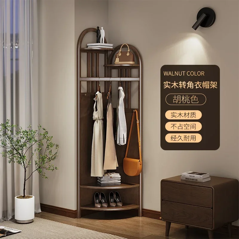 A Solid wood corner hanger floor to ceiling bedroom corner multi-functional hanger household