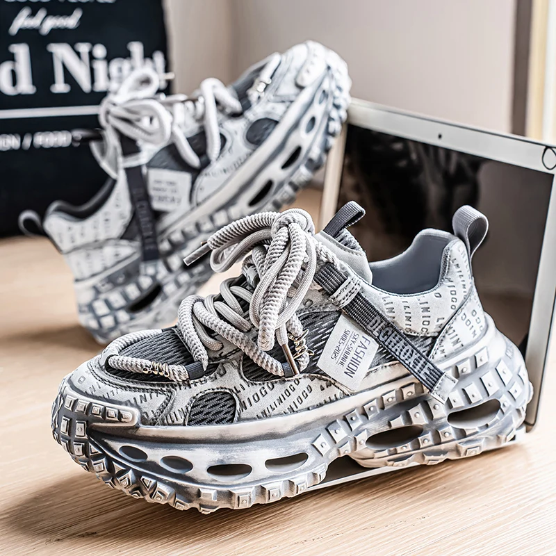 

Летние мужские туфли для папы на низком каблуке и толстом каблуке, повседневные спортивные кроссовки с сеткой, большие размеры, студенческие кроссовки для прямой трансляции, кроссовки для отдыха