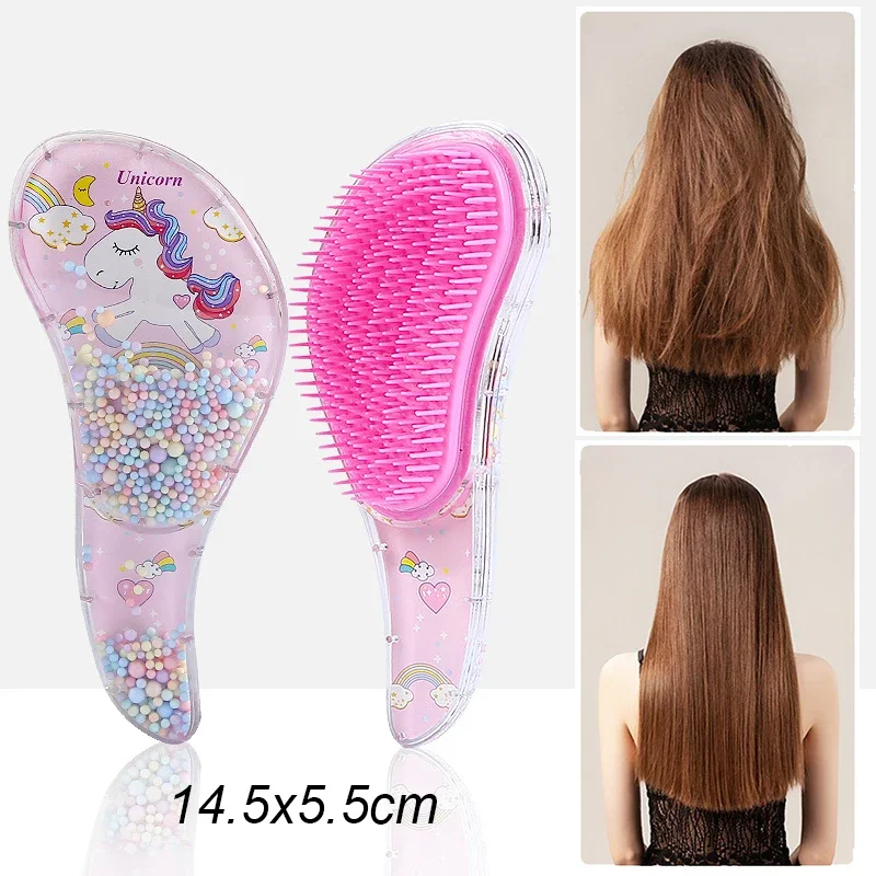 New Cute Hairdressing Comb for Kids Anti-knot Massage Flowing Bead Hair Comb Children Girls Dress Up Makeups Toy Gifts