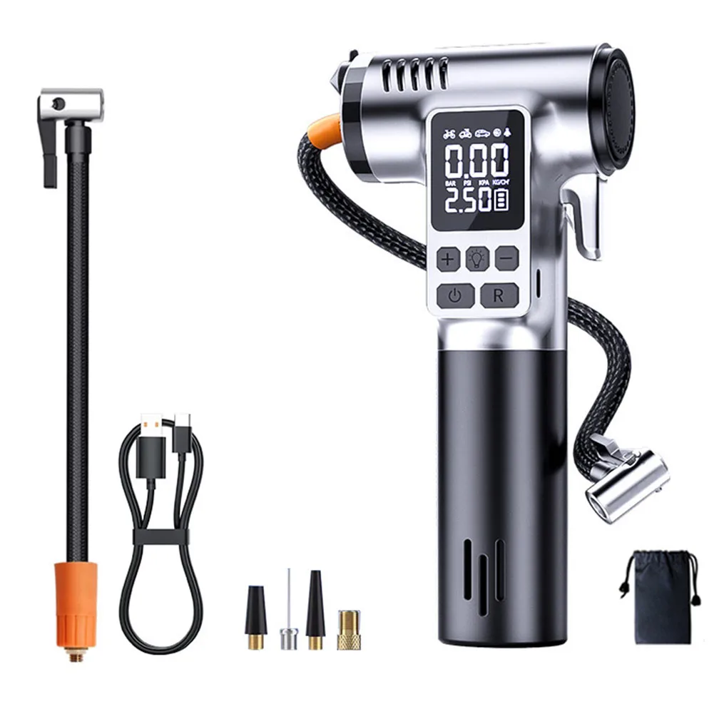 

Многофункциональный воздушный компрессорный насос для автомобильных шин, велосипедов и спортивного оборудования с быстрым надуванием и дисплеем давления