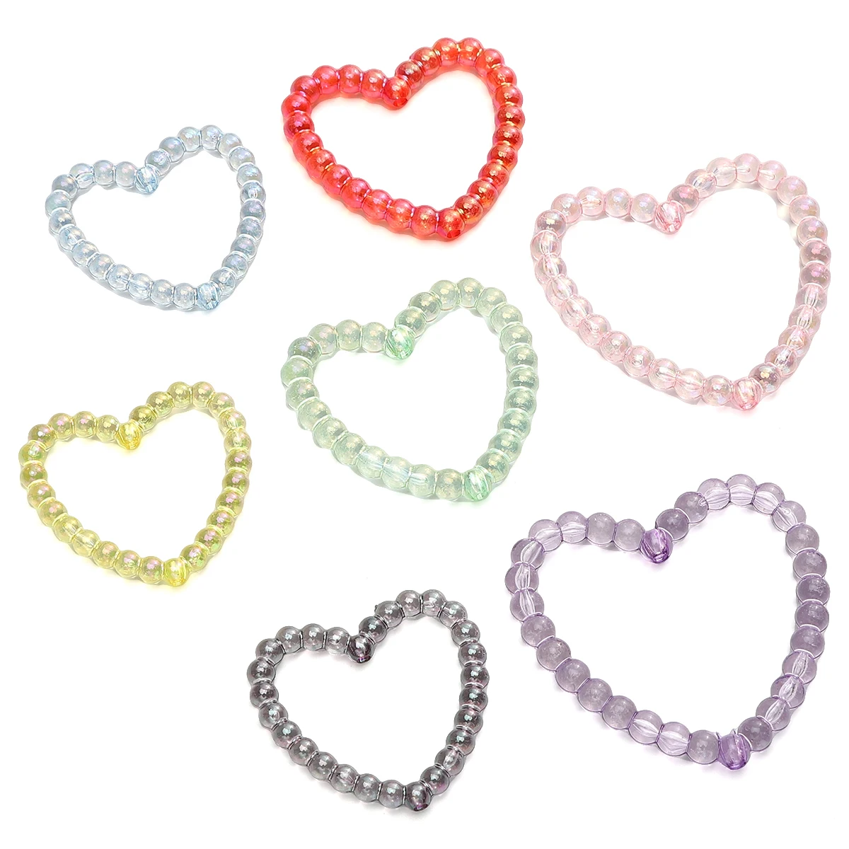 

5/10pcs Heart Pendants Acrylic Beads Hollow Loose Beads For Jewelry Making DIY Necklace Earring Keychains ﻿Accessories