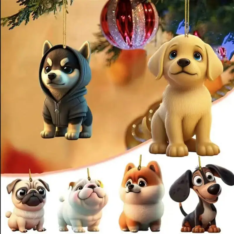 Cute Cartoon Dog Natal Enfeites, Pendurado Decoração Presente, Árvore Pingente Personalizado, Fontes Do Partido, 2025