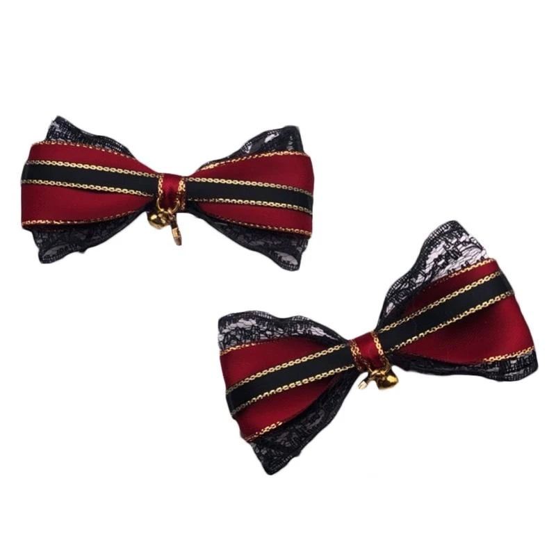 

Bow Hairpin Ear Clips Headband Black Gothic Headwear Choker 15UB