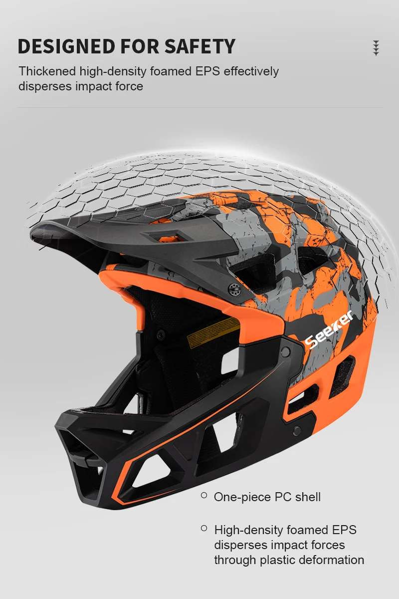 UMUSEEKER Tarnfarbener Vollgesichts-Mountainbike-Helm Offroad-Reitschutzhelm Downhill Outdoor-Sport Schutzausrüstung – Detail 4