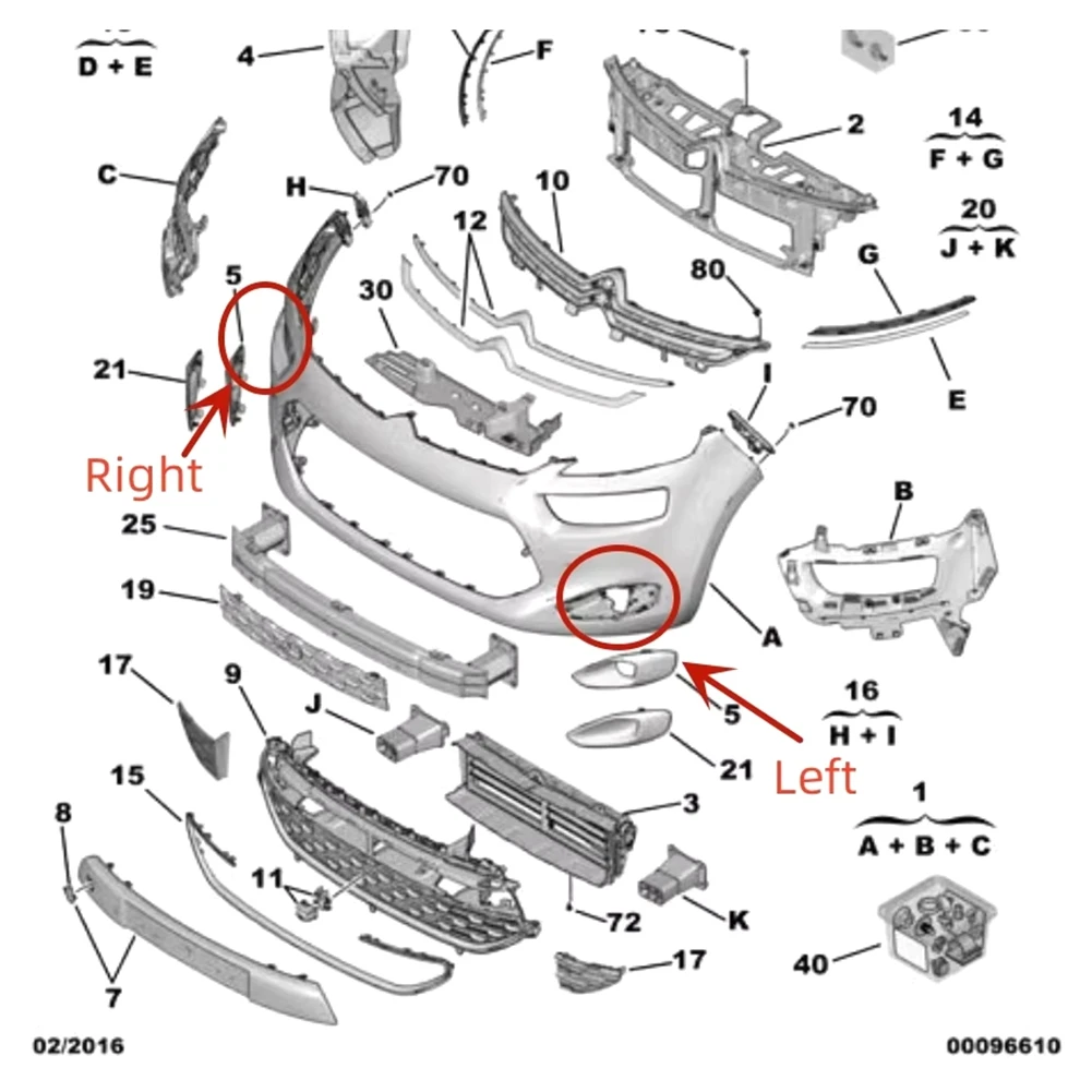 لسيتروين C4 بيكاسو Mk2 7 مقعد 2013-2016 الضباب ضوء الكسوة الحافة غطاء إطاري الجبهة الضباب مصباح اليمين: 9801674480 #1