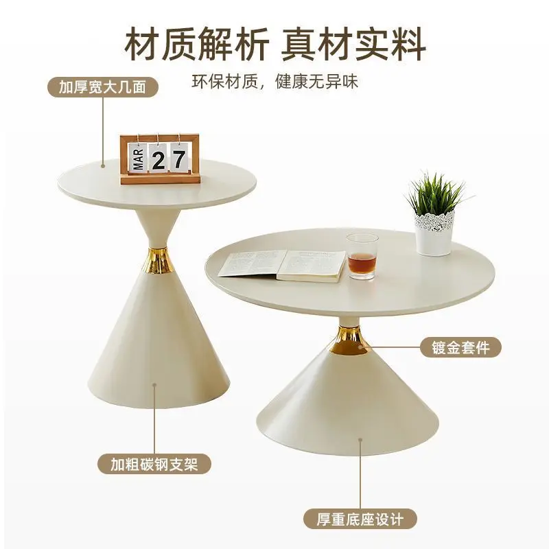 

Coffee table cream simple Internet celebrity round modern small apartment Nordic B & B new living room slate home combination