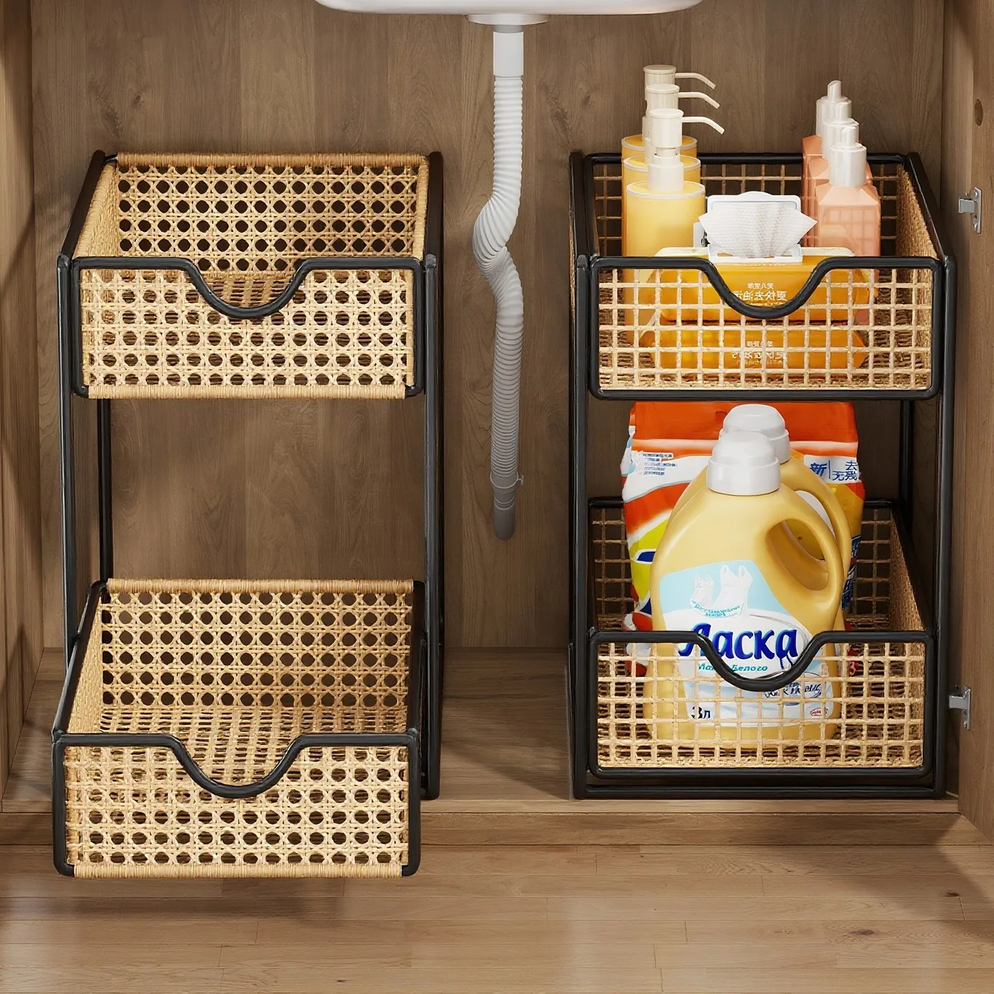 

Batoom Cabinet Sink Laundry Liquid Multi-layer Pull-out Storage Ra Organizer elf for Batooms Profional Installation