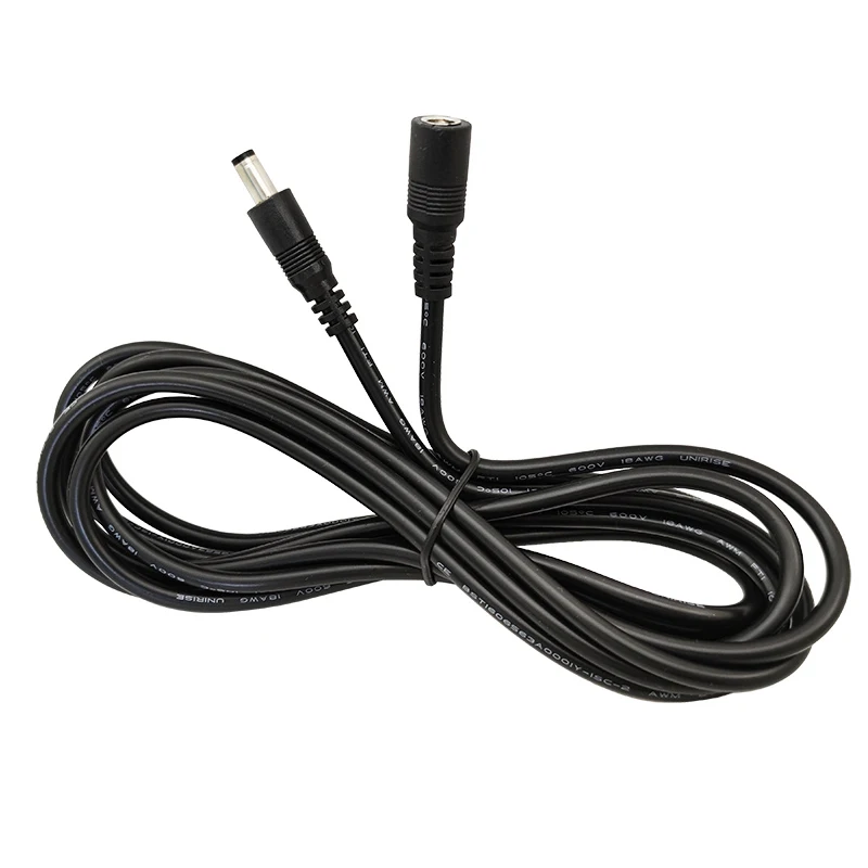 0.3mm² Male Female Power Connector DC 5.5*2.1mm Extension Cable Monitor Wire Data Line 0.3/0.5/1/1.5/2/3/5/10/15 meter