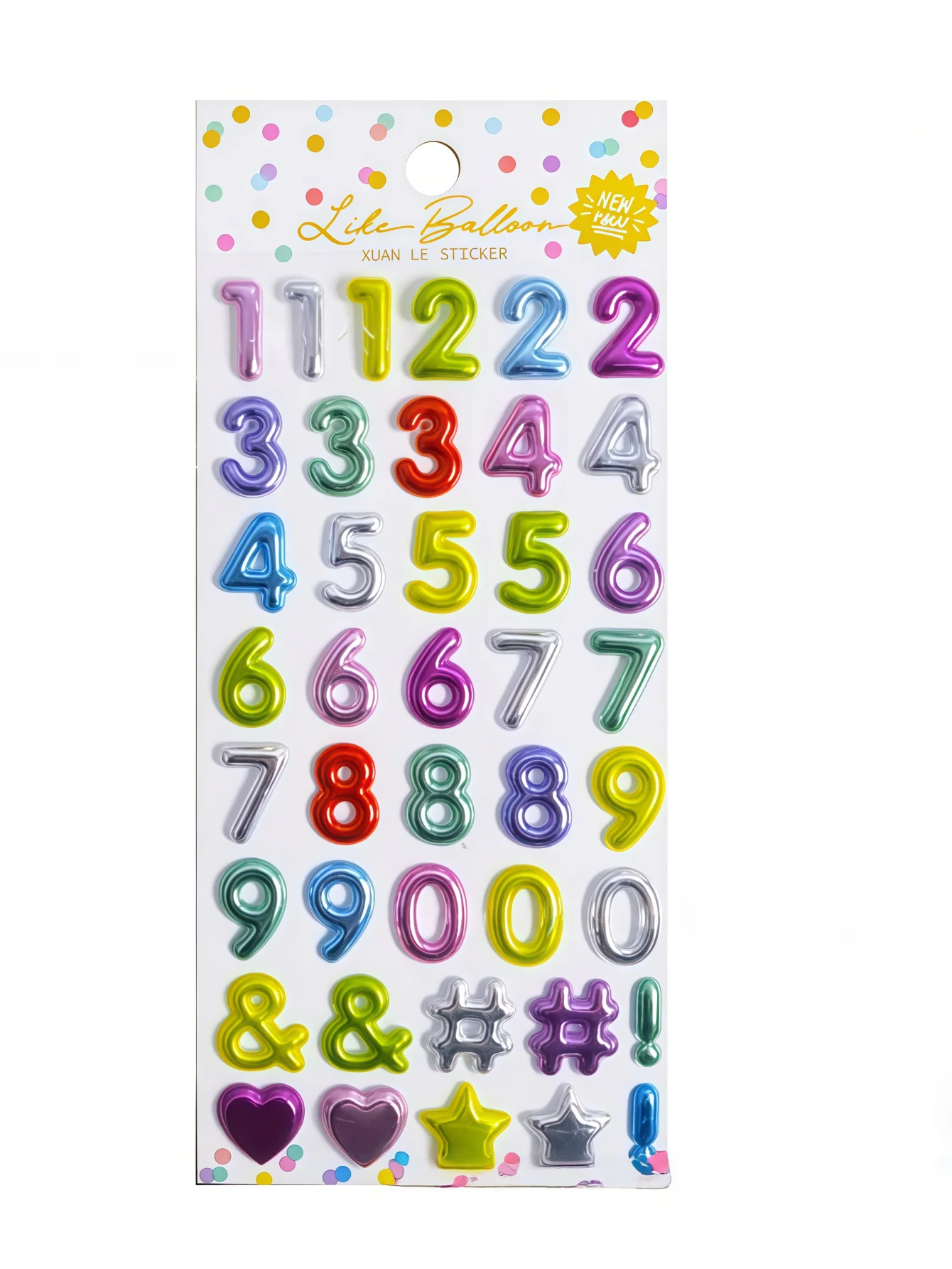 ملصقات زخرفية إبداعية ثلاثية الأبعاد مع أرقام وحروف إنجليزية ملونة (نمط فقاعة)