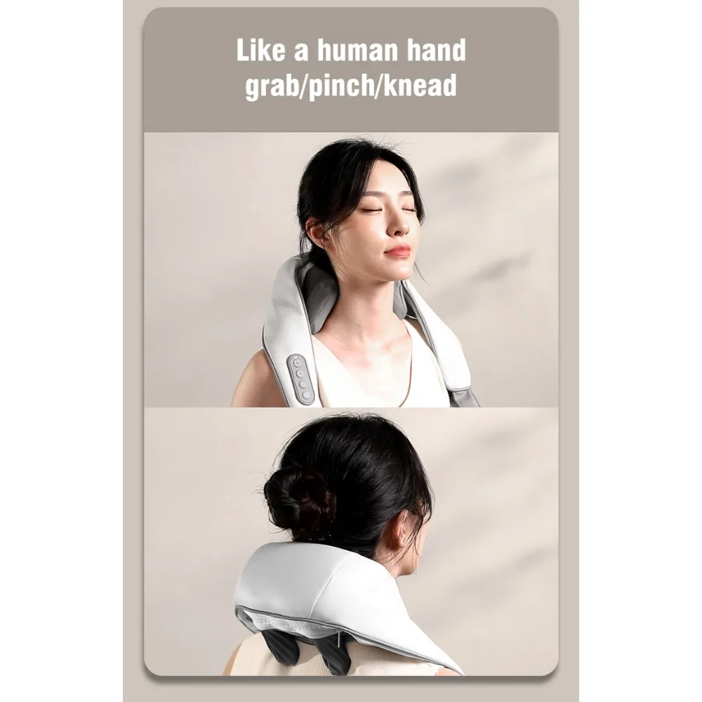 FODRK Electric Neck And Back Massager Wireless Neck And Shoulder Back Massage Shawl Kneading Massage Pillow Trapezius Neck