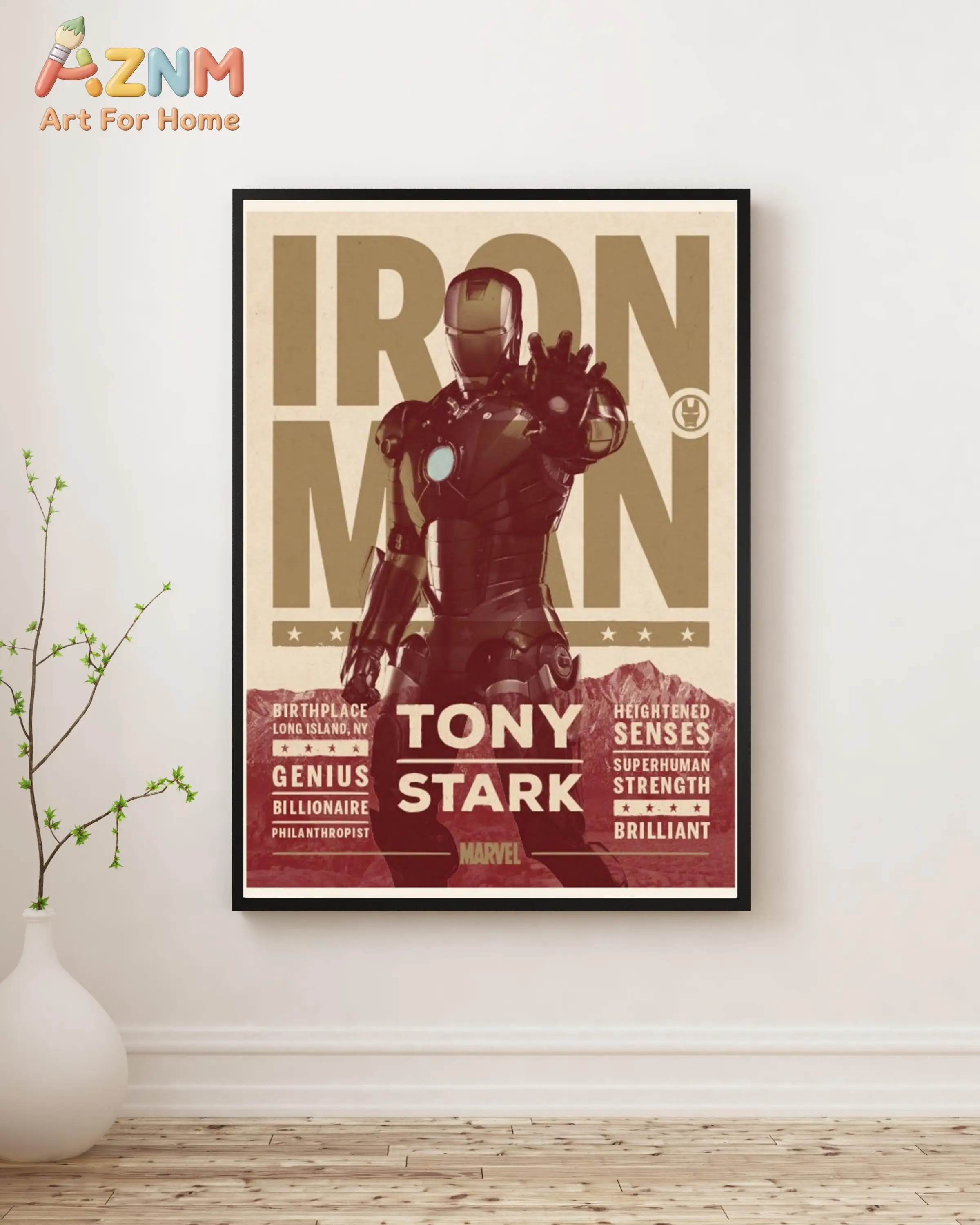 Póster Vintage de Iron Man _ Arte Mural de Superhéroe Tony Stark _ Impresión Retro Inspirada en Marvel