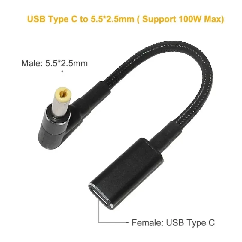 100W USB C to DC Power Adapter Kit 10 Tips Universal Laptop Charger Converter For Lenovo HP Dell Asus Acer Samsung Notebook Home