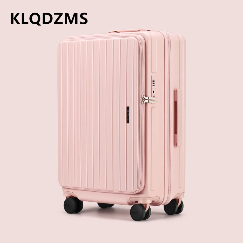 KLQDZMS Carry-on Travel Luggage Side Opening Boarding Case 20"24"26 Inch PC Trolley Case Men's Expandable Zipper Suitcase