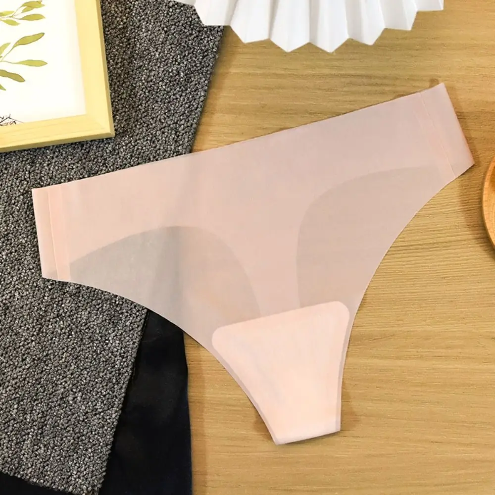Transparent Women's Summer Ice Silk Panties Traceless Yoga Fitness Ice Silk Seamless Briefs Thong\ Low Waist Thin T-back Briefs