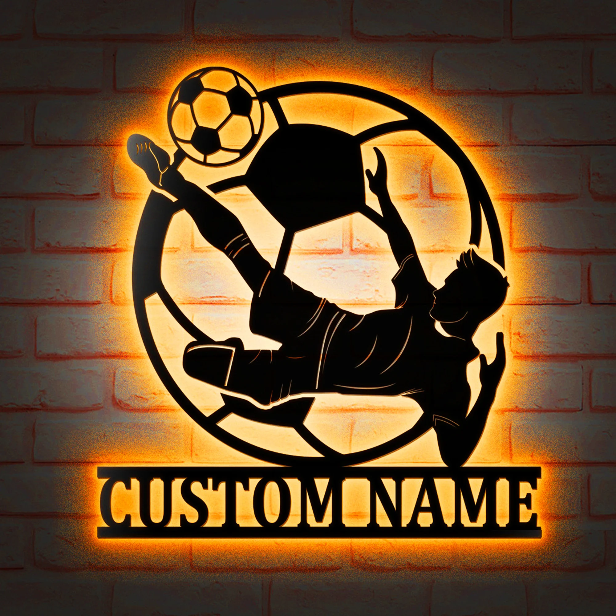 

Personalized Soccer LED Neon Wall Lamp Custom Your Name Metal Night Light for Bedroom Living Room Decor Light Color Adjustable