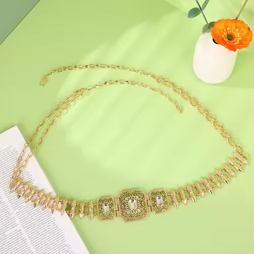 Moroccan Caftan Belt For Women Wedding Dress Gold Color Belly Chain Jewelry Arab Robe Bijoux Bridal Gift Lenght Adjustable - Image 7