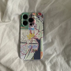 China-Chic Mosaic Graffiti Green Rattan Luxury Case for iPhone 16 15 14 13 12 11 Pro Max XS XSMax 6 7 8 Plus Glossy Film Hard PC