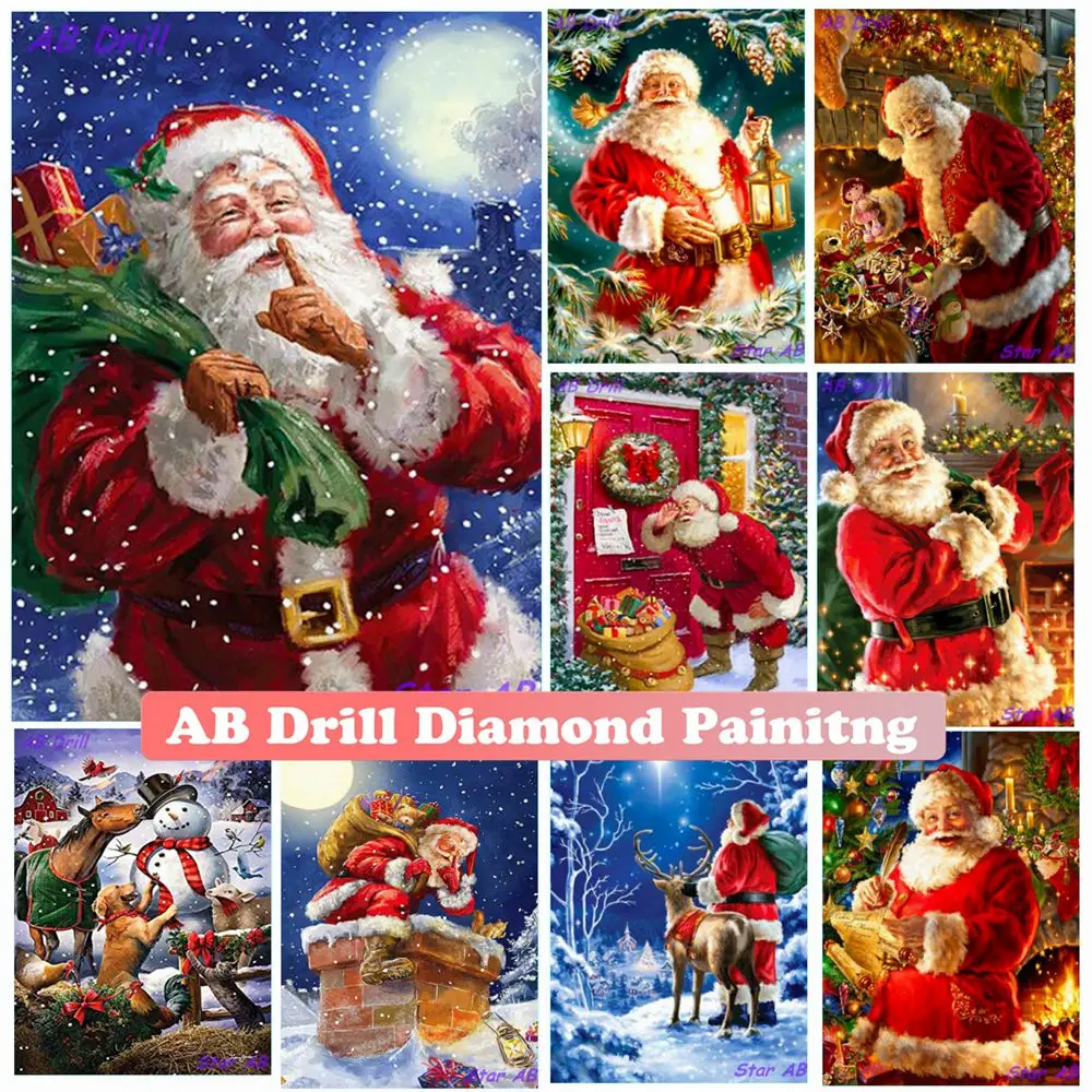 

AB 50 Colors Santa Claus Gift 5D Diamond Painting Scenery Embroidery Cartoon Mosaic Wall Art Cross Stitch Kits Crafts Home Decor