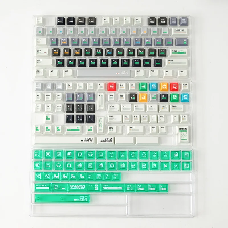 

Aifei Chemical 003 Mechanical Keyboard Keycap Pbt Heat Sublimation+Pc Green Transparent 193 Key Factory Height Adaptation 87 Etc