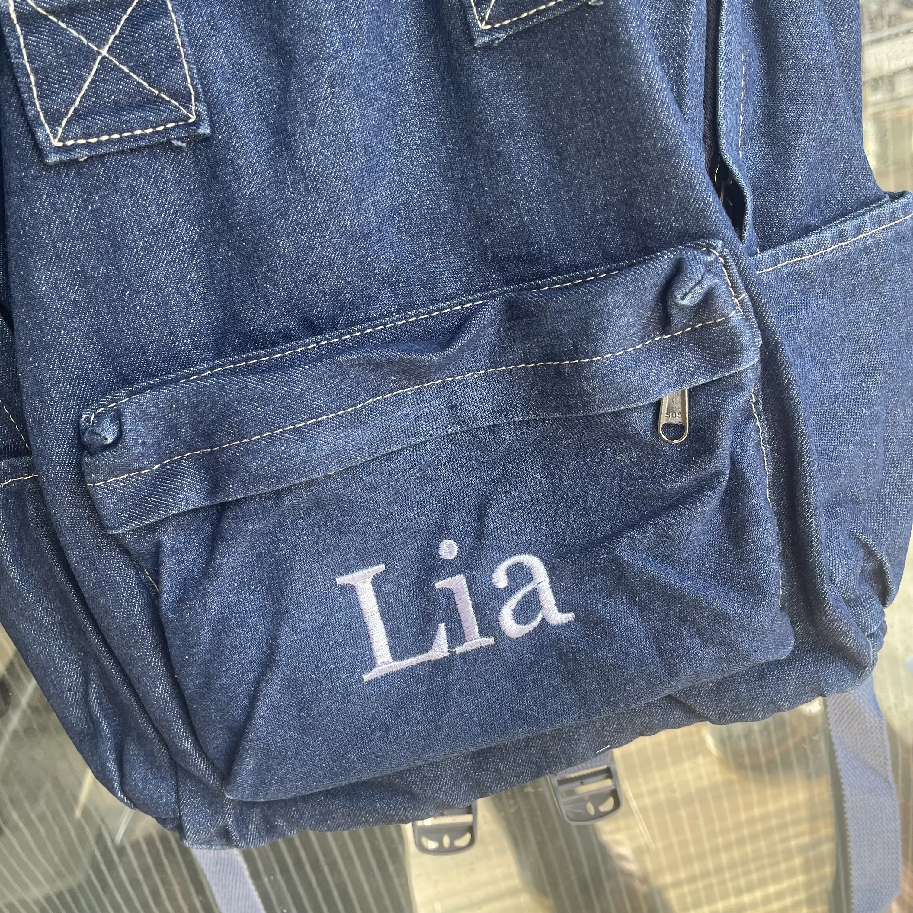 New High School Student Backpack Simple Denim Canvas Backpack with Embroidered Name Girl\'s Large Capacity Schoolbags Custom Gift