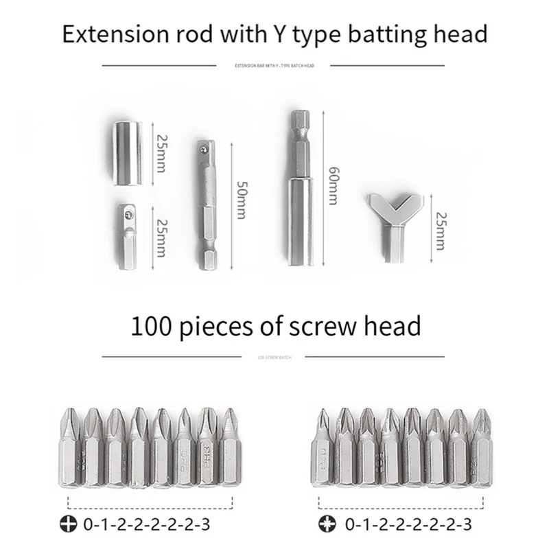 AA63 HOT 100-In-1 Screwdriver Set Batch Batch Nozzle Electric Screwdriver Connecting Rod Sleeve Set Hardware Tools Easy To Use R