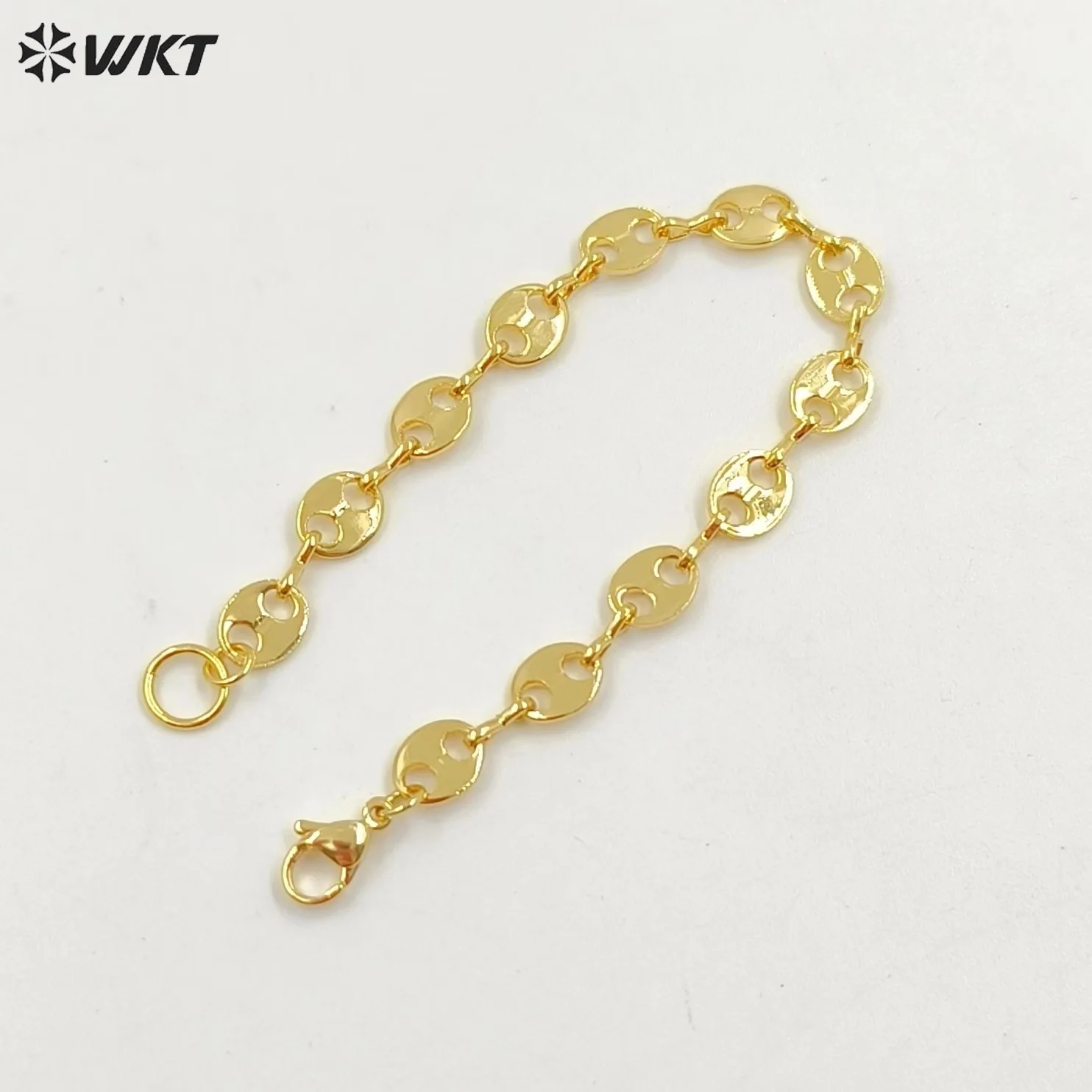 WT-B573 Wholesale New Fashion Gold Electroplated Round Shape Chain Bracelet Simple Design Metal Jewelry For Ladies Gift