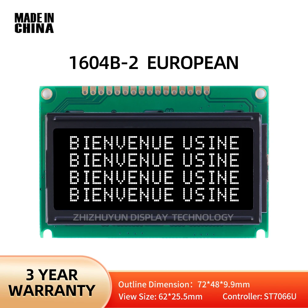 Factory Supplies 1604B-2 European Character LCD Module BTN Black Film Industrial Display Screen 4 Line Character Screen