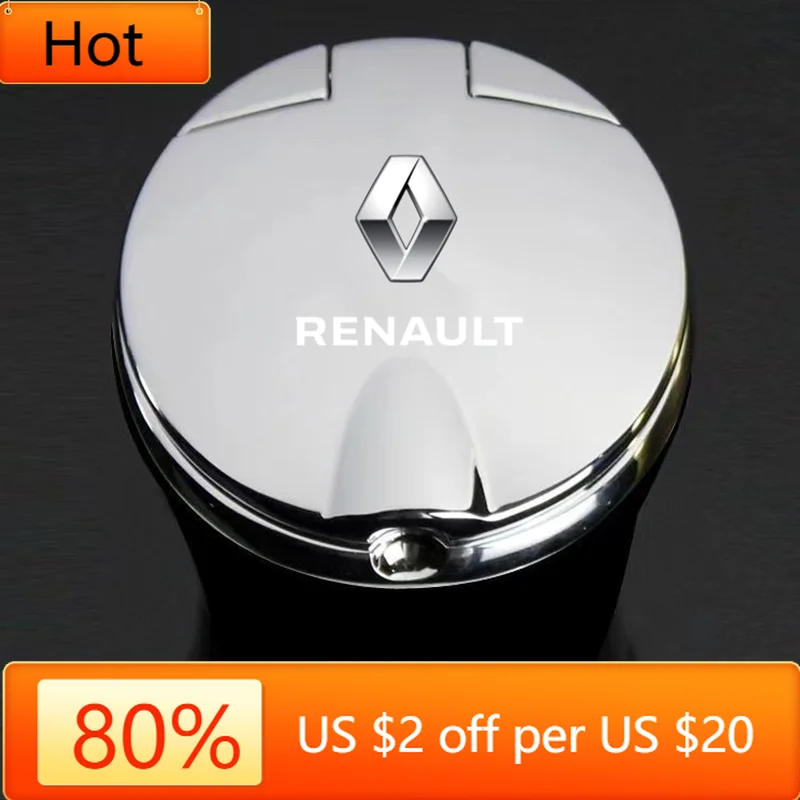 

2026 Hot For Renault Interior Stickers Car Ashtray with Lid Smell Proof Blue Led Portable Ashtray Cup For Renault Megane 2 3 Cli
