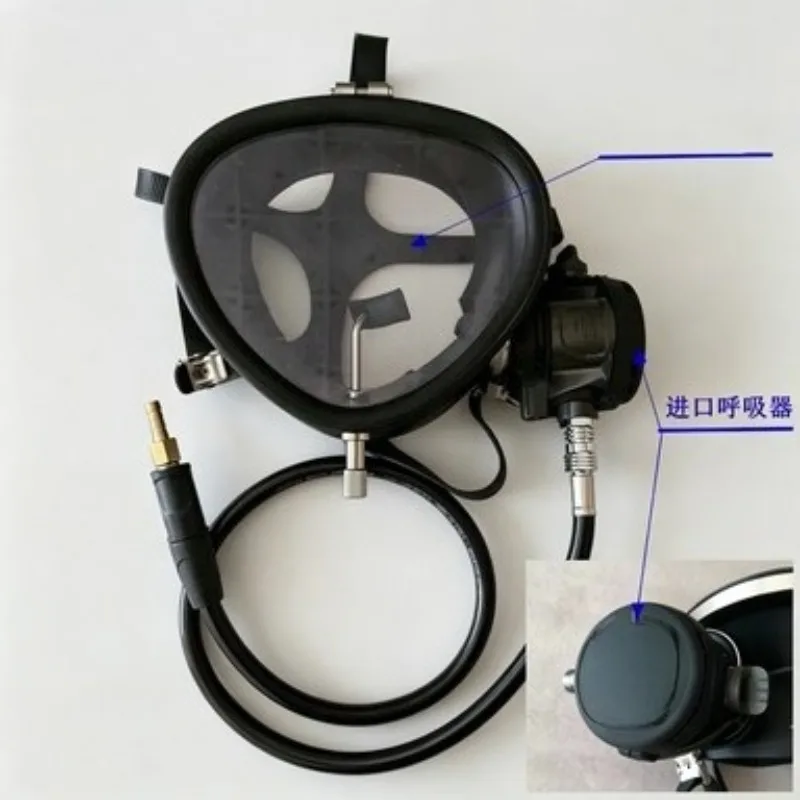 693 Diving Full Face Mask Underwater Breathing Apparatus, Dry Scuba Equipment Full Set of Goggles Mirror