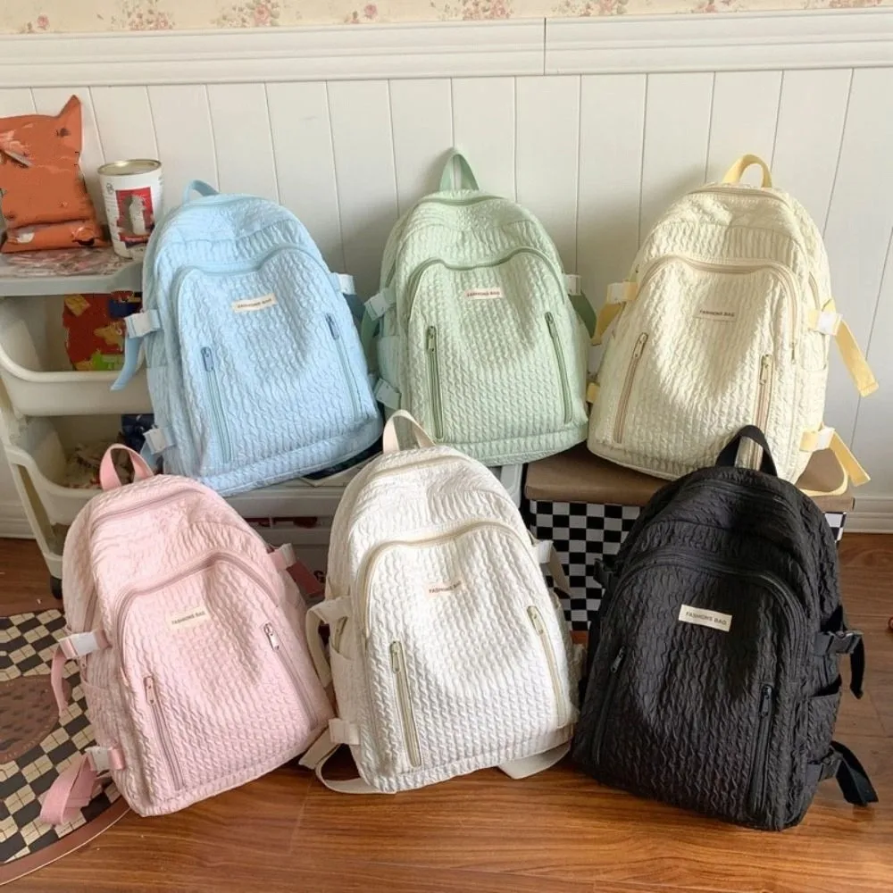 Solid Color Students School Bag Simple Candy Color Large Capacity Backpack Daypack Waterproof College Backpack Students