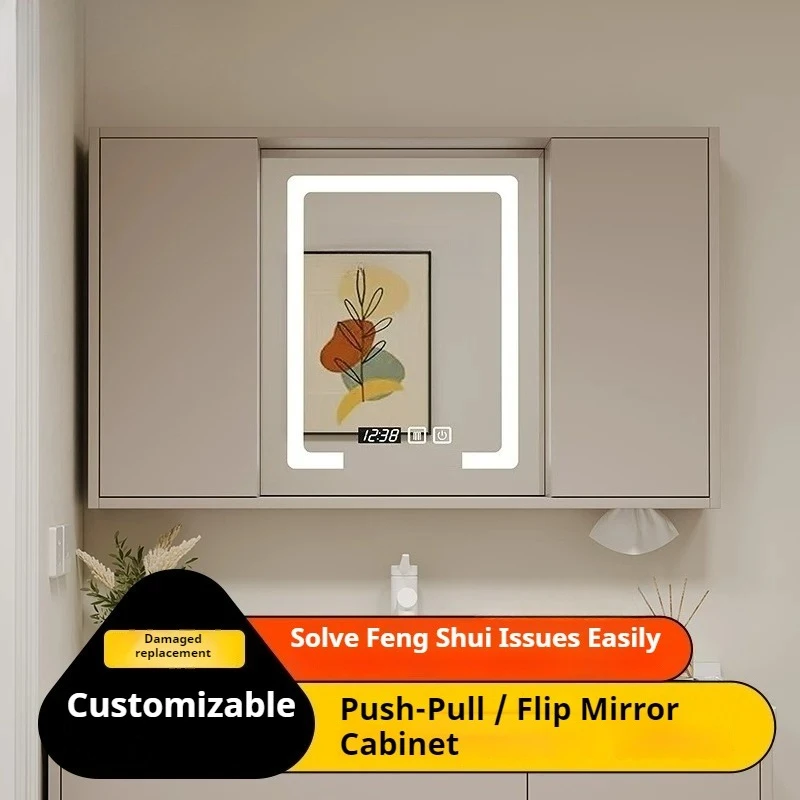 LED Backlit Bathroom Mirror Anti Fog Touch Sensor Dimmable IP44 Waterproof Wall Mounted Vanity Makeup Mirro Mirror Cabinet