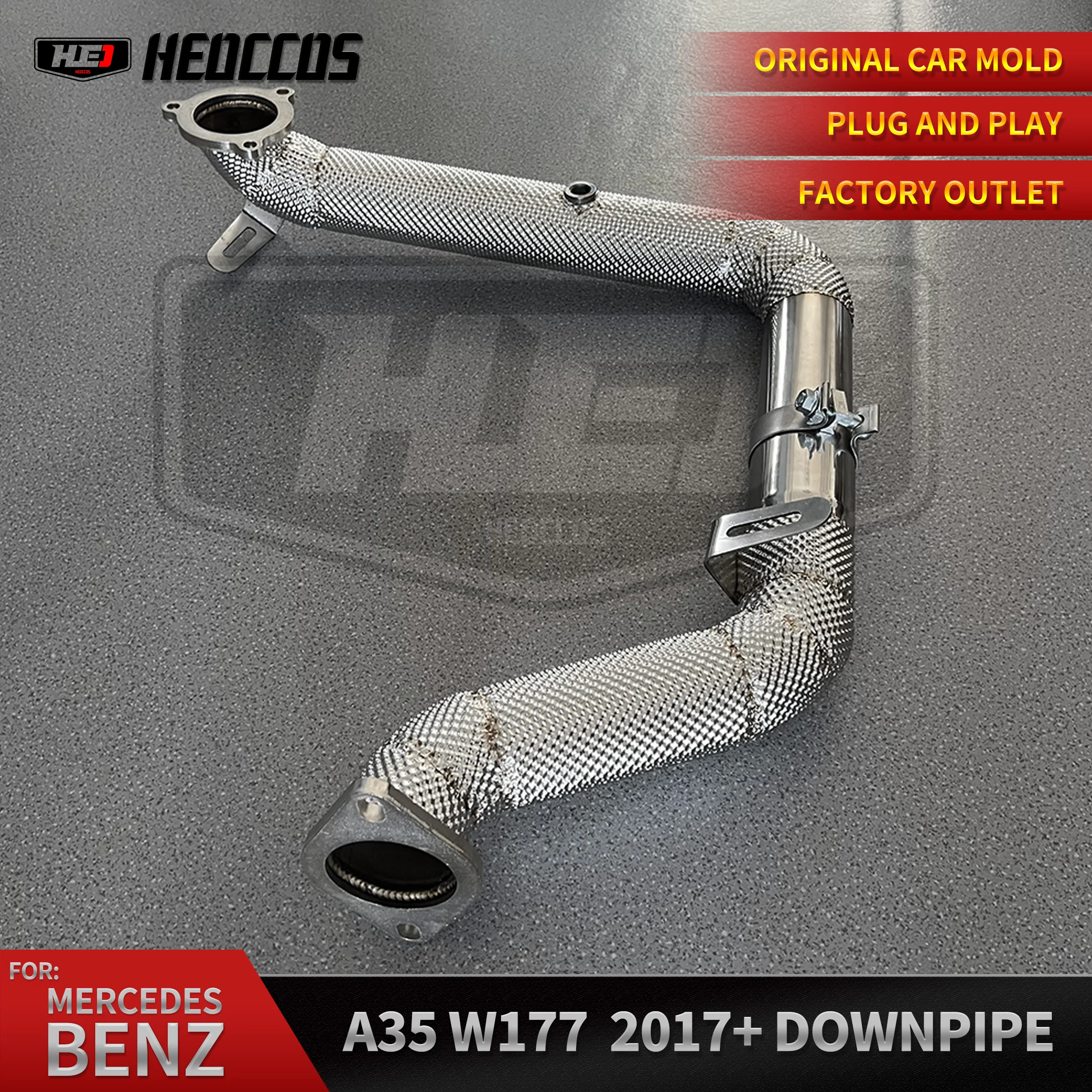 HEO Sport Exhaust Downpipe for Mercedes-Benz A35 AMG W177 2.0T 2020-2023 Stainless Steel Exhaust Pipe Free Flow Downpipe