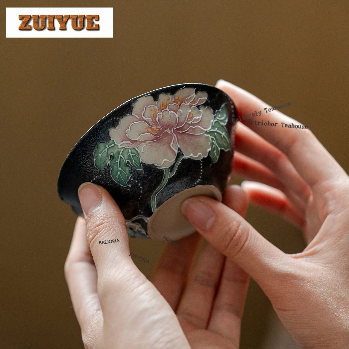 100ml Hand-painted Peony Teacup Zen Tea Bowl Sample Tea Cup Tea-tasting Fragrance Cup Jianzhan Master Cups Tea Items Supplies