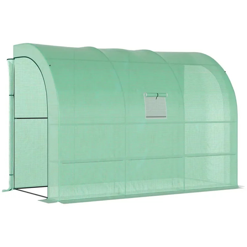 Walk In Lean Greenhouse 10 X 5 X 7 Ft Metal Frame PVC Cover 2 Roll Up Doors for D0100H5H2QJ Plant Nursery Garden Use